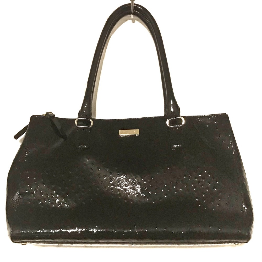 KATE SPADE Large Black Ostrich Shoulder Tote